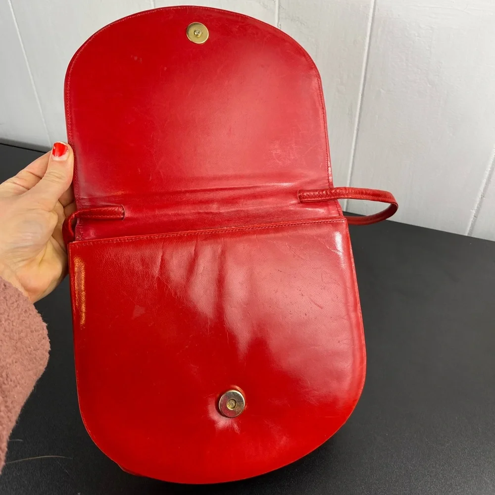 Vintage Stuart Weitzman Red Leather Crossbody Purse - Picture 8 of 13